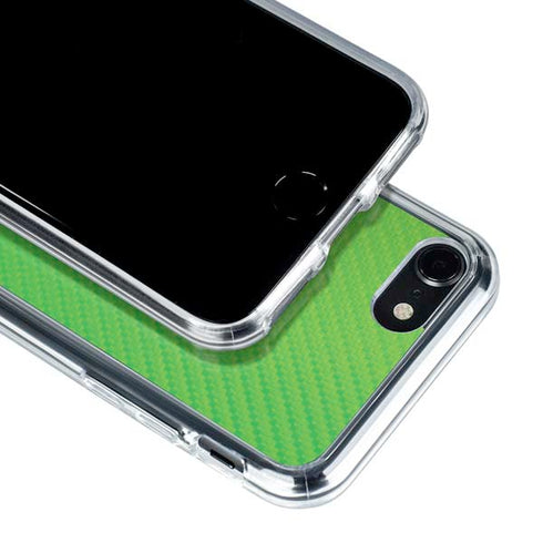 Green Carbon Fiber Specialty Material iPhone SE (2nd & 3rd Gen) Clear Case