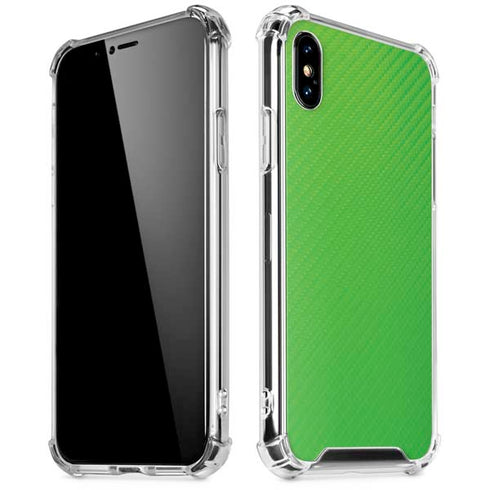 Green Carbon Fiber Specialty Texture Material iPhone XS Max Clear Case
