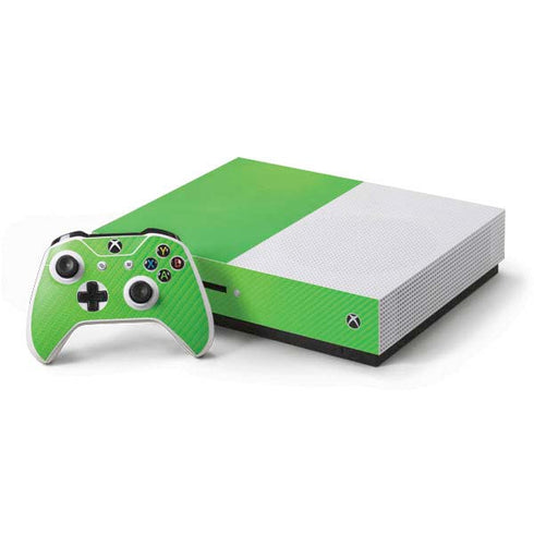 Green Carbon Fiber Specialty Material Xbox One S Console and Controller Bundle Skin