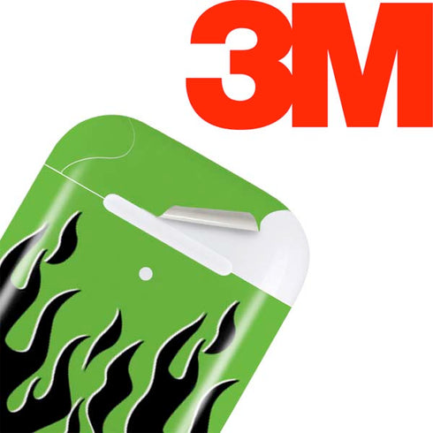 Green Flames Apple AirPods 2 Skin