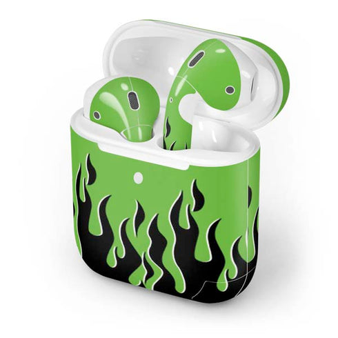 Green Flames Apple AirPods 2 Skin
