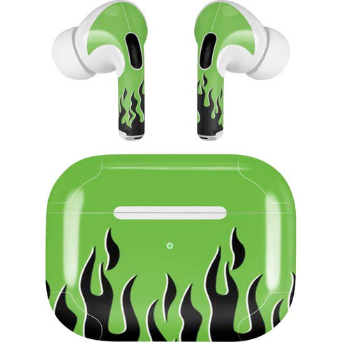 Green Flames Apple AirPods Pro Skin