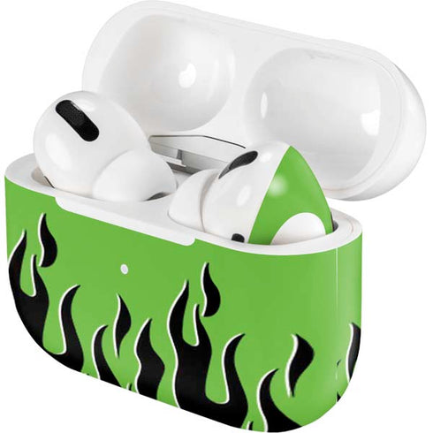 Green Flames Apple AirPods Pro Skin