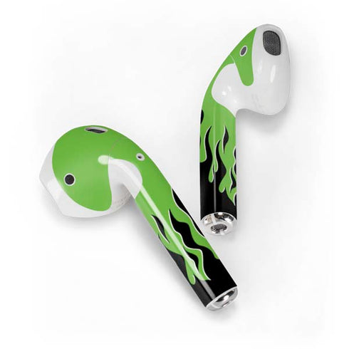 Green Flames Apple AirPods Skin