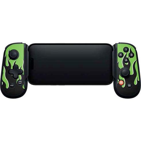 Green Flames Backbone One for iPhone Game Controller Skin