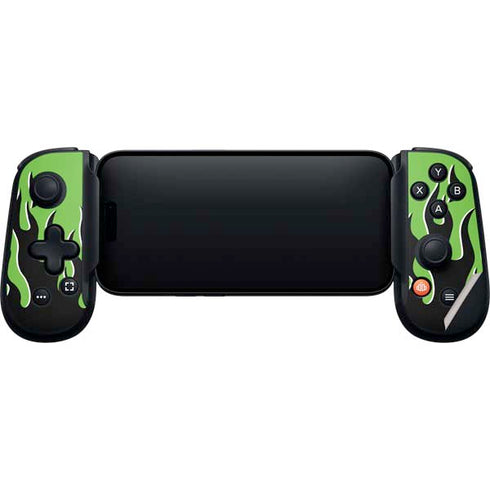 Green Flames Backbone One for iPhone Game Controller Skin