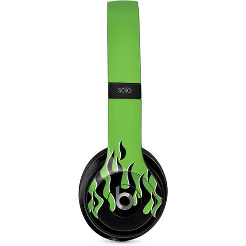 Green Flames Beats Solo 2 Wired Skin