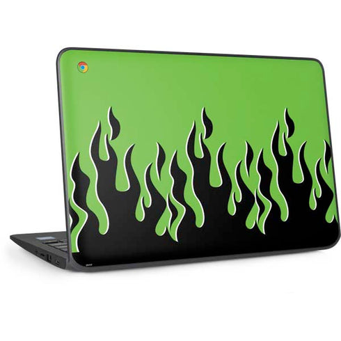 Green Flames HP Chromebook Skin