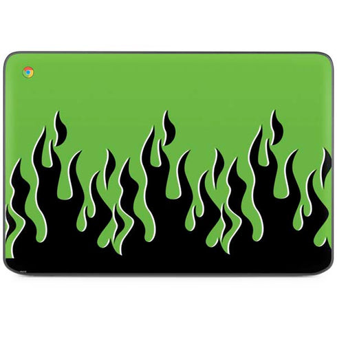 Green Flames HP Chromebook Skin
