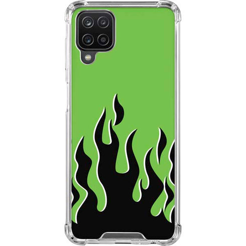 Green Flames Galaxy A12 Clear Case