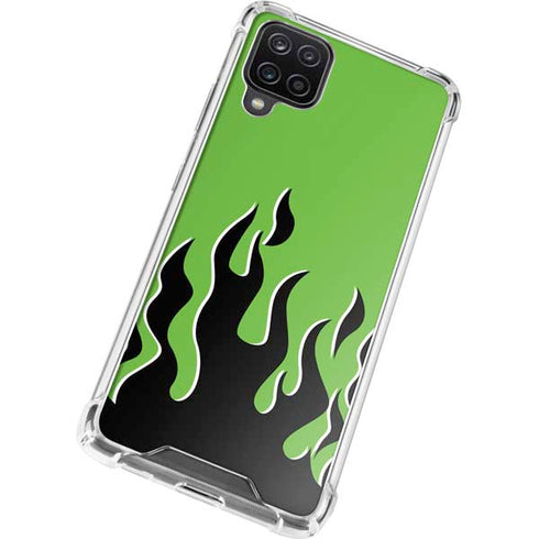 Green Flames Galaxy A12 Clear Case