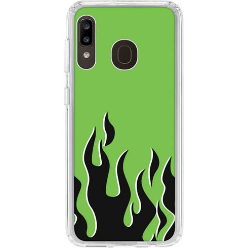 Green Flames Galaxy A20 Clear Case