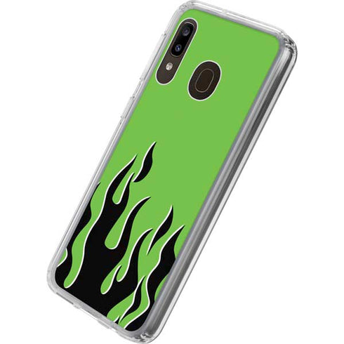 Green Flames Galaxy A20 Clear Case