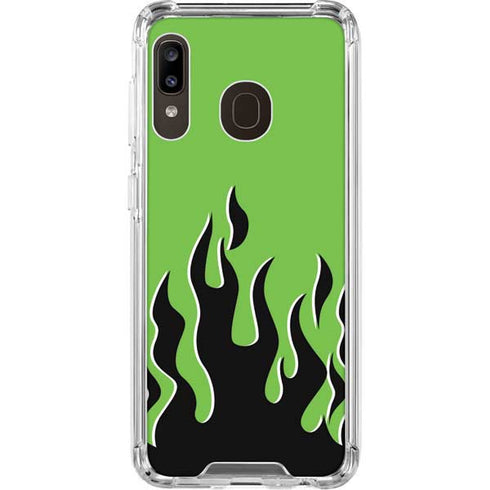 Green Flames Galaxy A30 Clear Case