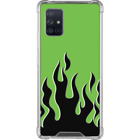 Green Flames Galaxy A71 5G Clear Case