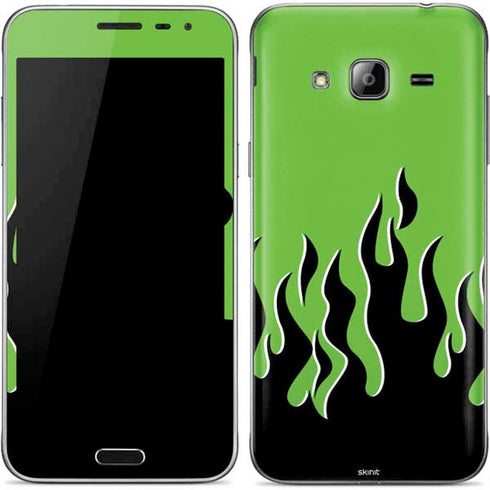 Green Flames Galaxy J3 Skin