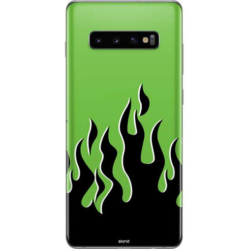 Green Flames Galaxy S10 Plus Skin