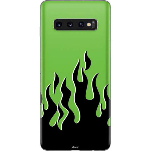 Green Flames Galaxy S10 Skin