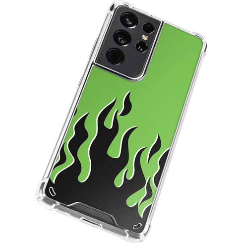 Green Flames Galaxy S21 Ultra 5G Clear Case