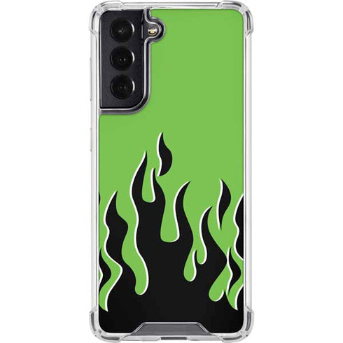 Green Flames Galaxy S22 Clear Case