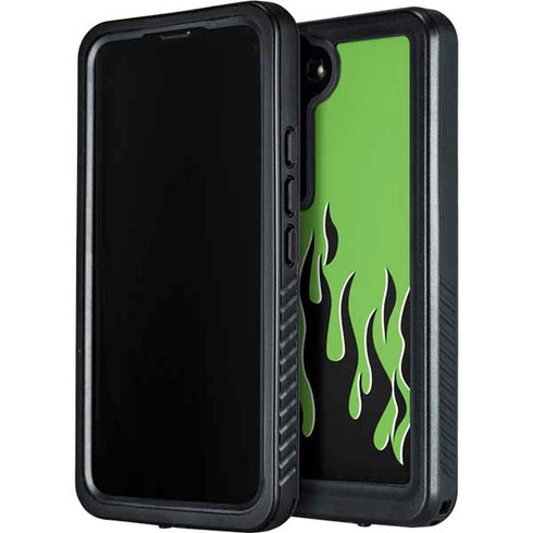 Green Flames Galaxy S23 Waterproof Case