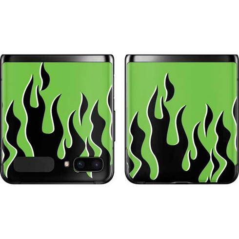 Green Flames Galaxy Z Flip Skin