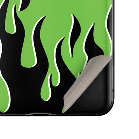 Green Flames Galaxy Z Flip Skin