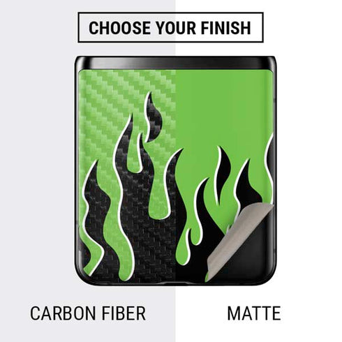 Green Flames Galaxy Z Flip Skin