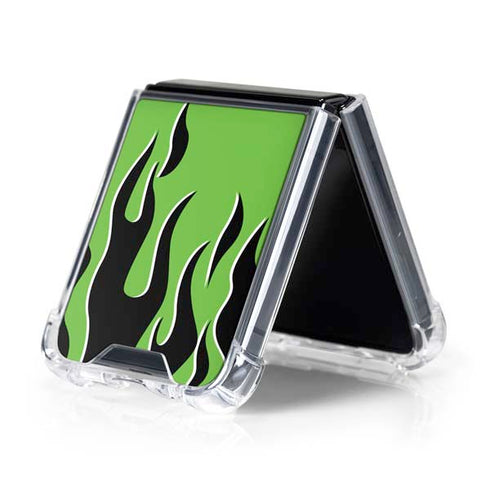 Green Flames Galaxy Z Flip5 5G Clear Case