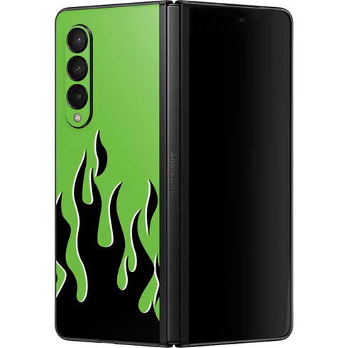 Green Flames Galaxy Z Fold3 5G Skin