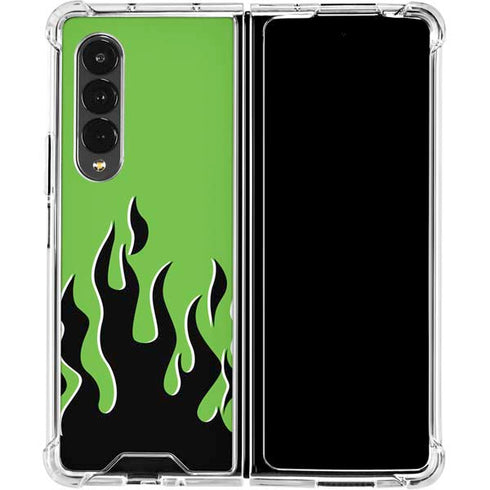 Green Flames Galaxy Z Fold4 5G Clear Case