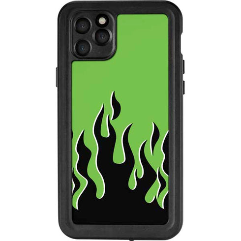 Green Flames iPhone 11 Pro Max Waterproof Case