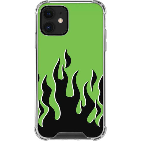Green Flames iPhone 12 Clear Case