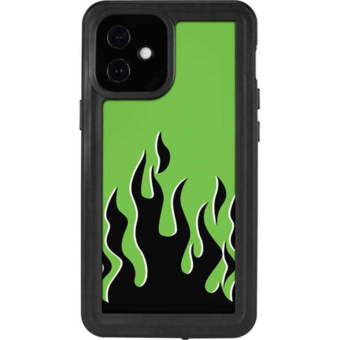 Green Flames iPhone 12 Mini Waterproof Case