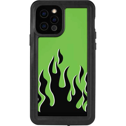 Green Flames iPhone 12 Pro Waterproof Case