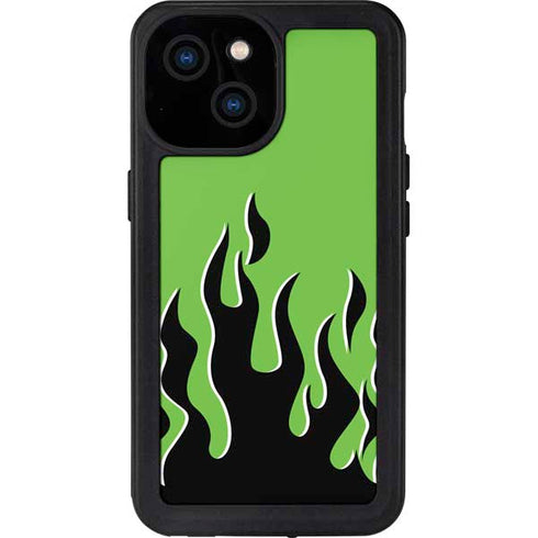 Green Flames iPhone 13 Mini Waterproof Case