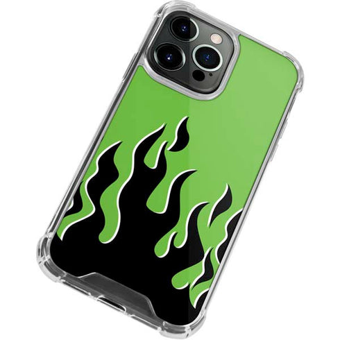 Green Flames iPhone 13 Pro Clear Case