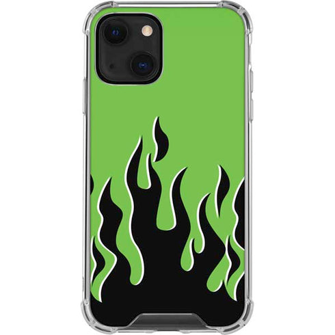 Green Flames iPhone 14 Clear Case