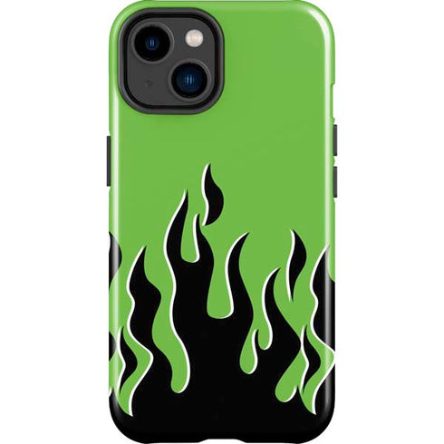 Green Flames iPhone 15 Plus Impact Case