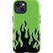 Green Flames iPhone 15 Plus Impact Case