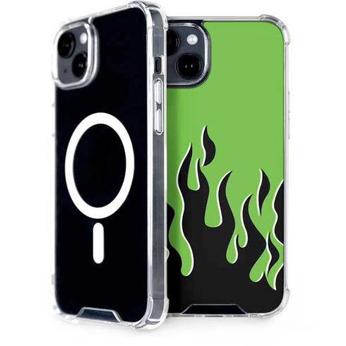 Green Flames iPhone 15 Plus MagSafe Case