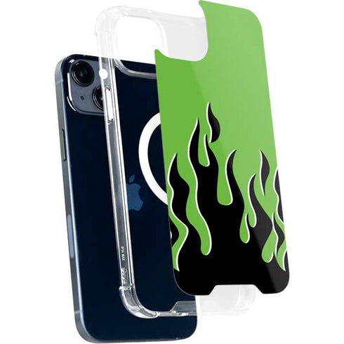 Green Flames iPhone 14 Plus MagSafe Case