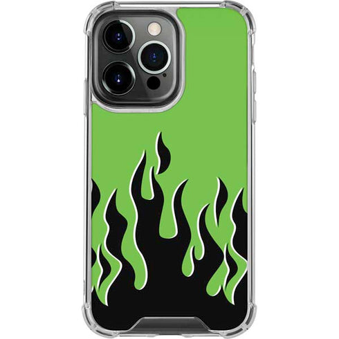 Green Flames iPhone 14 Pro Clear Case