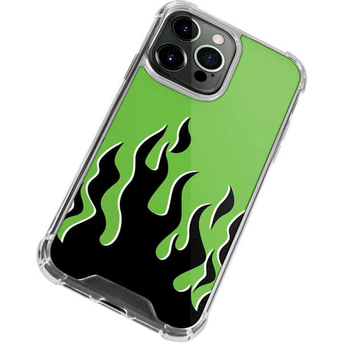 Green Flames iPhone 15 Pro Clear Case
