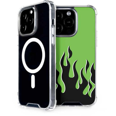 Green Flames iPhone 14 Pro MagSafe Case