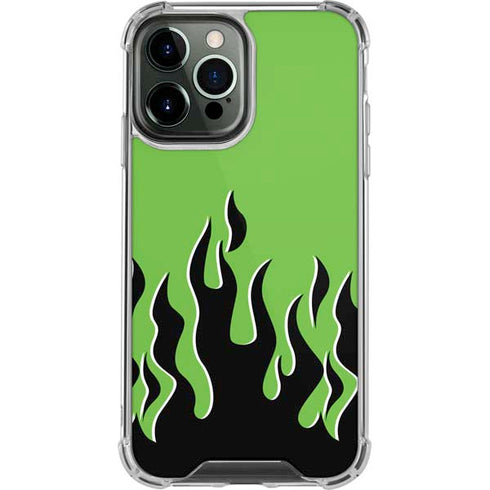 Green Flames iPhone 14 Pro Max Clear Case