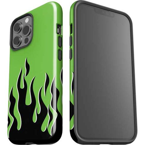Green Flames iPhone 15 Pro Max Impact Case