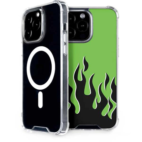 Green Flames iPhone 15 Pro Max MagSafe Case