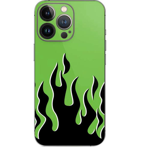 Green Flames iPhone 14 Pro Skin