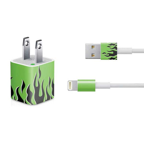 Green Flames iPhone Charger (5W USB) Skin